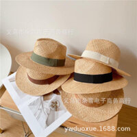 Nón chóp lác nam nữ form đẹp sang chảnh Mũ cói đi biển nơ vải nón đi biển nữ vành ngắn form đẹp