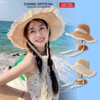 (Nón Cói) Mũ Cói Đi Biển Rộng Vành Viền Ren - Nón Cói Vành Rộng Có Nơ Ren Siêu Dài Buộc Dưới Cằm Phong Cách Tiểu Thư