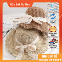 Nón Cói/ Mũ Cói Nơ Ren Tiểu Thư Mang Đi Biển Siêu Dễ Thương
