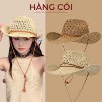 Nón cói mũ cói rộng vành dáng cao bồi cho nàng cá tính-Hàng Cói