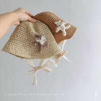 Nón cói/ nón rơm đi biển che nắng mùa hè cho bé gái 1-2 tuổi