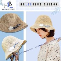 Nón cói nữ, mũ cói xinh xắn, thiết kế thêu hoa lá ruy băng nhẹ nhàng ngọt ngào,nàng thơ- Haleeblue Saigon