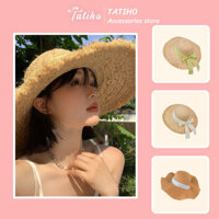 Nón Cói Unisex, Mũ Cói Sợi Rơm Rộng Vành Phối Dây Nơ Tiểu Thư Chống Nắng Đi Biển Thời Trang Mùa Hè - TATIHO - Mã NC088