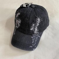 Nón jean bụi, mũ lưỡi trai jean, nón kết jean rách thời trang cá tính nhiều màu phù hợp cả nam và nữ - Đen