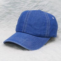 Nón kết jean trơn nam nữ bụi, vải jean bền đẹp, dễ dàng điều chỉnh size, khóa gài cứng cáp, sang trọng - Xanh jean đậm