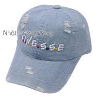 Nón kết jeans thời trang thêu chữ -Nón jeans rách bụi bặm, cá tính, phù hợp cho mọi người - Xanh nhạt