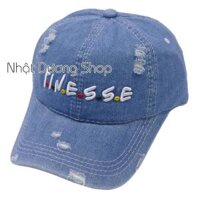 Nón kết jeans thời trang thêu chữ -Nón jeans rách bụi bặm, cá tính, phù hợp cho mọi người - Xanh da trời