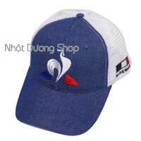 Nón kết lưới thêu hình con gà cao cấp, khóa nhựa xịn - Xanh&amp;trắng
