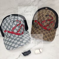 Nón kết lưỡi trai GG in rắn phối lưới thời trang phong cách cá tính nam nữ khoá sắt