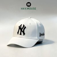 Nón kết Mũ lưỡi trai NY trắng logo thêu đen dành cho nam nữ Free size - Full hộp