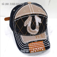 Nón Kết, Mũ Lưỡi Trai ÔNG ĐỊA TRUE RELIGION CHỮ U Vải Jean Kaki Form Chuẩn Hàng Đẹp Cao Cấp VNXK (D187- Kiểu Phối Kem)