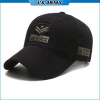 Nón Kết Nam Lính Mỹ U558 Thêu AIR FORCE Chóp Tròn , Nón Lưỡi Trai Nam Vải Kaki Cao Cấp Thời Trang US ARMY Phong Cách Lính Mỹ - HÀNG CHÍNH HÃNG - Đen
