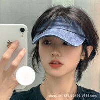 Nón kết nửa đầu Hở chóp nữ Mũ lưỡi trai nữ Thể thao Tennis Nửa đầu Tập gym yoga Denim Hàn Quốc