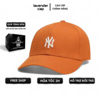 Nón kết thời trang MLB NY nâu cam Hàn Quốc cao cấp thêu logo chữ trắng hàng hiệu full size unisex
