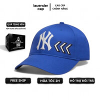 Nón kết unisex thời trang lưỡi trai hàng hiệu MLB NY xanh dương logo thêu chữ trắng mũi tên cao cấp