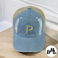 Nón kết,mũ lưỡi trai CHỮ CÁI vải jean phối lưới đẹp from chuẩn(hình thật)