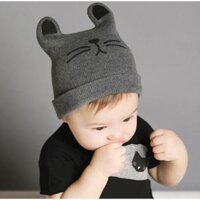 Nón len họa tiết hình mèo dễ thương - red