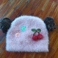 Nón len lông cừu nhân tạo đính tóc giả bé gái