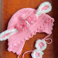 Nón len tai thỏ cho bé