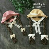 Nón len tóc giả cho bé