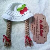 Nón len tóc giả phối trái cherry cho bé gái