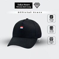 Nón lưỡi trai basic màu đen logo cờ Pháp nhỏ thiết kế phong cách thời trang hiện đại dành cho cả nam và nữ