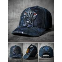 NÓN LƯỠI TRAI, SNAPBACK BLUEWOLF CHÍNH HÃNG VẢI JEAN, DA LỘN PHỐI DA CAO CẤP, CHUẨN XỊN