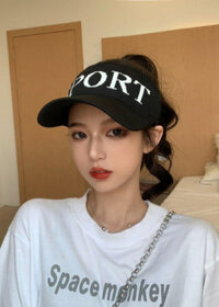 Nón lưỡi trai thể thao nữa đầu thêu chữ Sport cá tính - NTT03 - Đen