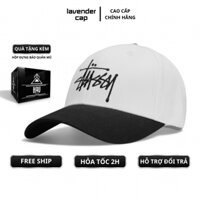 Nón lưỡi trai thời trang boy phố hot trend Stussy đen mix trắng logo thêu chữ hàng xuất dư cao cấp