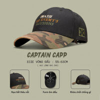 Nón lưỡi trai thời trang Camo quân đội phối đen logo thêu nổi 3D cao cấp form cứng lòng mũ sâu siêu đẹp