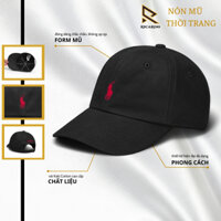 Nón lưỡi trai thời trang hàng hiệu Polo đen logo thêu nổi form mềm mại ôm đầu