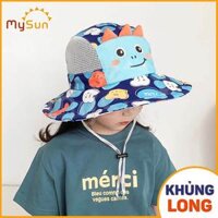 Nón mũ chống che nắng cho bé gái, trai vành rộng vải lưới thoáng khí MySun - Mũ Khủng Long