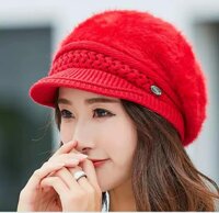 NÓN MŨ LEN BERE LÔNG THỎ BLOOM THỜI TRANG HÀN QUỐC DN19111708 - ĐỎ