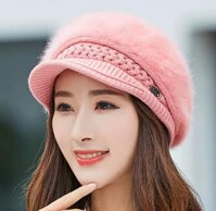 NÓN MŨ LEN BERE LÔNG THỎ BLOOM THỜI TRANG HÀN QUỐC DN19111708 - HỒNG