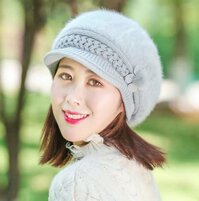 NÓN MŨ LEN BERE LÔNG THỎ WINTER THỜI TRANG HÀN QUỐC DN19111709 - xám