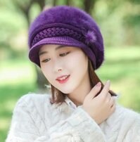 NÓN MŨ LEN BERE LÔNG THỎ WINTER THỜI TRANG HÀN QUỐC DN19111709 - tím