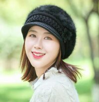 NÓN MŨ LEN BERE LÔNG THỎ WINTER THỜI TRANG HÀN QUỐC DN19111709 - đen