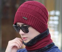 Nón mũ len khăn choàng nam thời trang Hàn Quốc don22010402 - ĐỎ