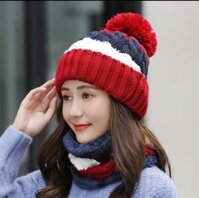 Nón mũ len nữ tặng kèm khăn choàng cổ thời trang Hàn Quốc mới dona223040103 - 1