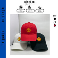 Nón mũ lưỡi trai vải kaki mềm thêu logo Manchester United MU màu đỏ đen trắng