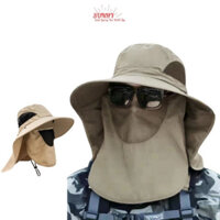 Nón mũ vành rộng nam có khẩu trang vải full mặt chống nắng tia uv cao cấp SUNHY