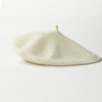Nón nỉ, mũ nồi, mũ beret lông xù trơn A180 - Trắng gạo