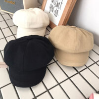 Nón nồi nữ mũ beret hoạ sĩ form baker thủ thuỷ vintage trơn cotton gân thời trang phong cách Hàn Quốc SHINE HAT