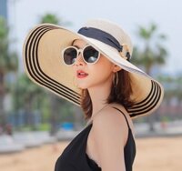 Nón nữ mũ rộng vành đi biển du lịch dã ngoại mẫu mới dona220410211 - Kem