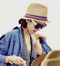 Nón phớt mũ cao bồi nam nữ vành nhỏ cói đai đen da nâu dona22031902 - Kem đai đen da nâu