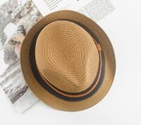 Nón phớt mũ cao bồi nam nữ vành nhỏ cói đai đen da nâu dona22031902 - Đen đai đen da nâu