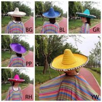 Nón Rơm Vành Rộng Nhiều Màu Sắc Phong Cách Mexico