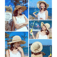 NÓN RỘNG VÀNH GẤP GỌN , MŨ RỘNG VÀNH ĐI BIỂN GẤP GỌN Dona21031807 - trắng sữa