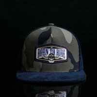 Nón Snapback Harley Davidson Born to Rider vải cotton phối nhung nhập Hàn Quốc, logo nổi 3D Nón free size, chuẩn xịn