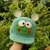 Nón sợi dệt cho Bé Trai hình con Ếch xanh